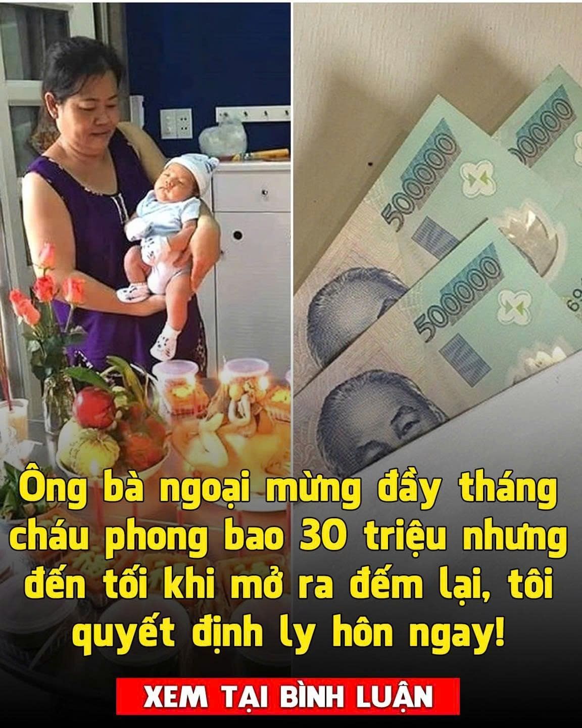 Ông bà ngoại mừng đầy tháng cháu 30 triệu nhưng bà nội lại b ế cháu vào phòng l é n lút làm điều t ồ i tệ này