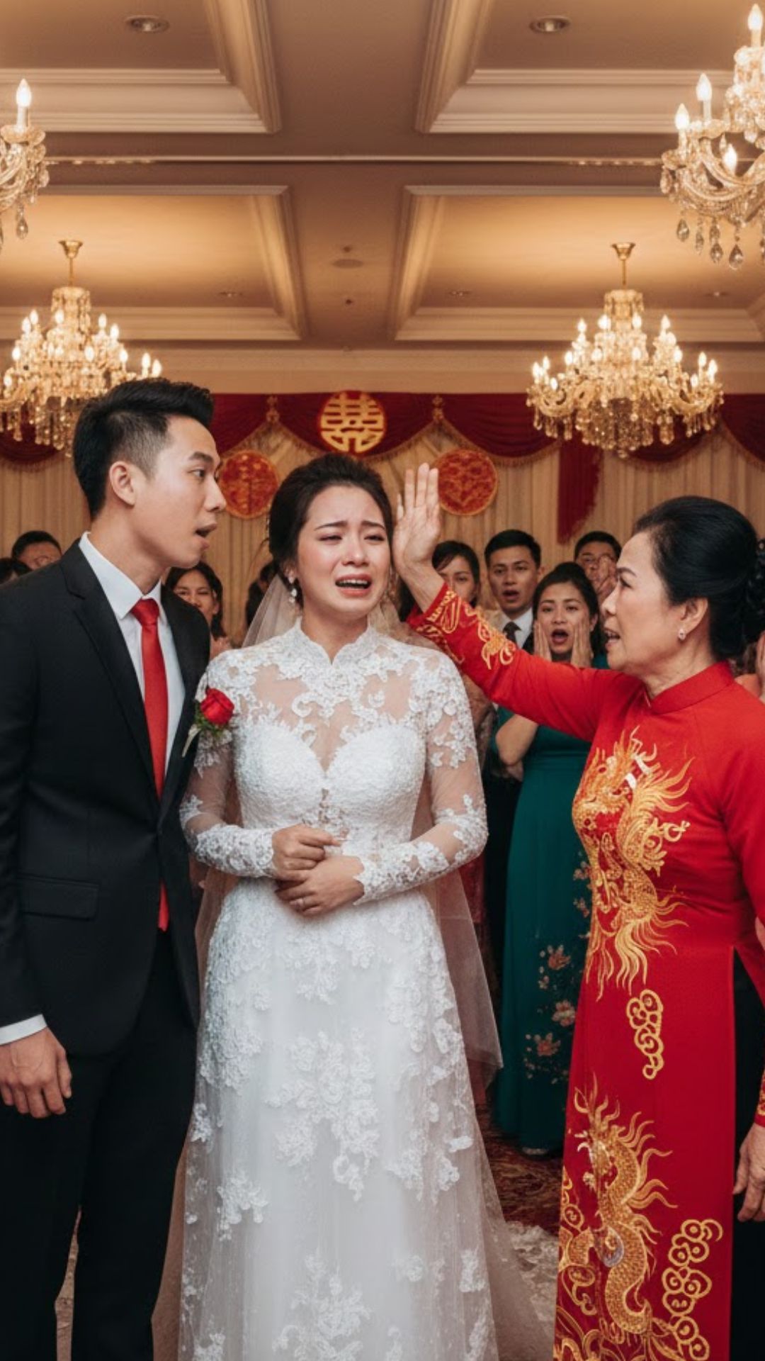 Đang làm đám cưới, mẹ chồng tôi bất ngờ từ dưới xồng xộc lên sân khấu, tát tôi liên tục 10 cái rồi gi;ật micro của MC bảo rằng tôi là đứa con gái của một gia đình có người bố đi t:ù