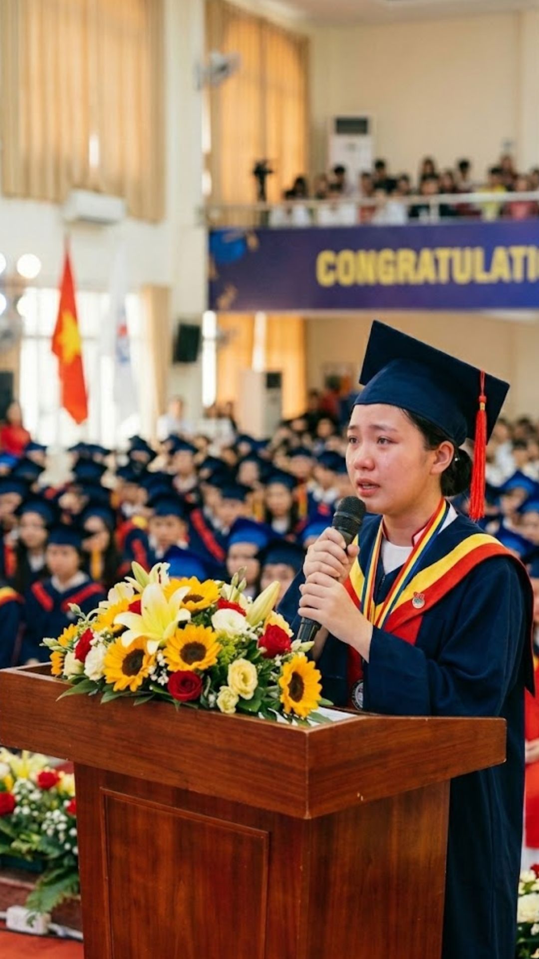 Mẹ nhặt ve chai, cha không có, nữ s i nh bị bạn bè xa lánh suốt 12 năm học, ngày nhận bằng khen, em đã phát biểu một câu khiến cả trường chìm trong nước mắt