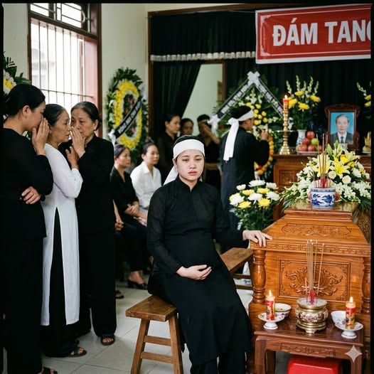 Chồng vừa m ấ t, người vợ đang ma ng tha i chỉ đứng lặng như tượng đá trước quan t à i, không rơi nổi một giọ t nước m ắt.