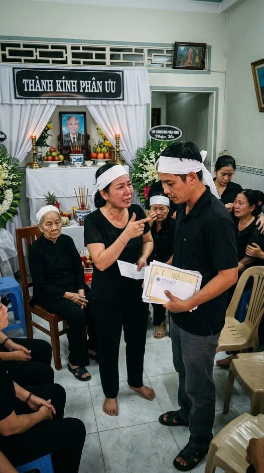 Chị dâu út cũng không vừa: – “Ủa? Bố mẹ chồng của ai m:ất thì thông gia đi viếng thôi! Sao giành?” Tranh cãi mỗi lúc một lớn. Mọi người quên mất bát nhang của mẹ vẫn nghi ngút khói phía sau.